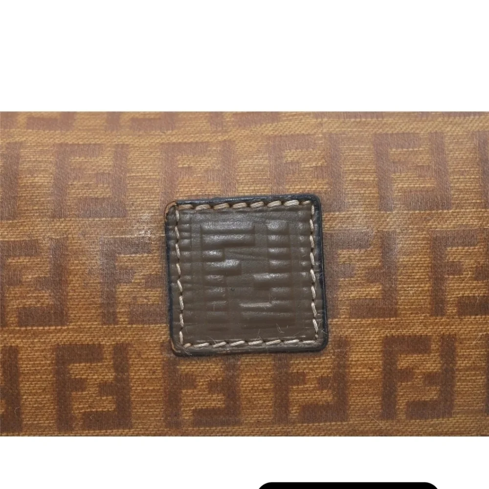 Fendi Zucca Vintage Rare Clutch Pouch W/Leather Trim Strap - Picture 7 of 16